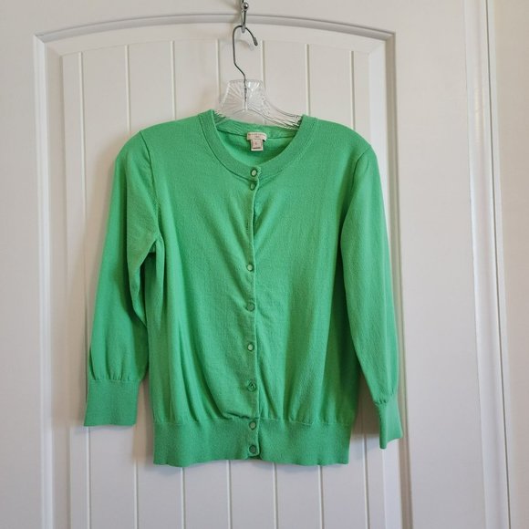 J Crew Clare Cardigan Green Sweater Size Large - Picture 12 of 15